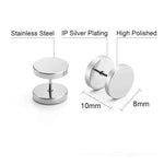 El Regalo Surgical Stainless Steel Dumbbell Barbell Unisex Stud Earrings for Girls/Boys/Men/Women- 8mm, Screw Helix Tragus Piercing Allergy Free Stud Earrings (Silver)