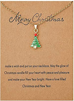 COLORFUL BLING Christmas Tree Bell Boot Snowflake Santa Claus Snowman Pendant Necklace For Women Girl Teen Adjustable Make A Wish Card Link Chain Necklace Xmas Party Jewelry Gift, Metal Enamel, Agate