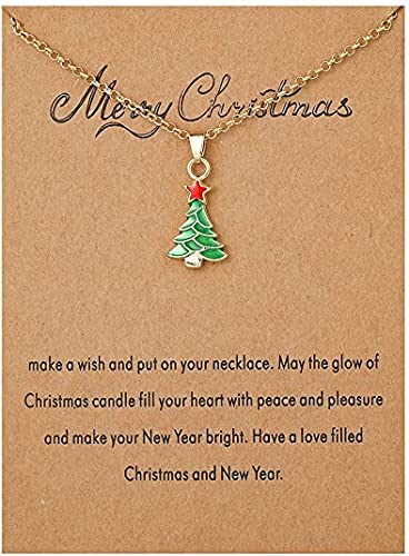 COLORFUL BLING Christmas Tree Bell Boot Snowflake Santa Claus Snowman Pendant Necklace For Women Girl Teen Adjustable Make A Wish Card Link Chain Necklace Xmas Party Jewelry Gift, Metal Enamel, Agate