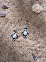 El Regalo Oxidized 925 Silver Plated Pearls Hook Earrings- Vintage Retro Style Pearl Drop Handmade Earrings for Women/Girls