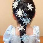 El Regalo 4 PCs Beautiful Snowflake Hair Pins - Snowflake Hair Clips Blue White Christmas Hair Accessories Xmas Rhinestone Hairpin Glitter Snowflake Barrettes (Big Snowflakes)
