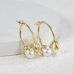 El Regalo Front Back Petals Pearls Stud Earrings- Gorgeous Gold Plated Pearl Drop Bud Earrings for Girls & Women