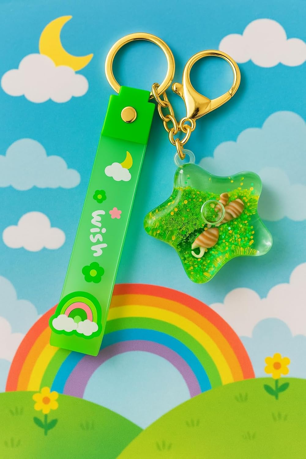 El Regalo 1PC Liquid Filled Keychains for Kids & Teens - Cute Colorful Water Motion Keyrings for Backpack, Purse & Keys - Fun Moving Liquid Design (Style-3)