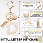 El Regalo Name Initials Letter Heart Charm Keychain - Personalized Resin Initial Keyring with Tassel, Cute & Durable Backpack Charm for Women & Girls (D Letter)