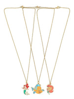 El Regalo 3 PCS Kids Girls Necklace Set with Mermaid Fish Tail Princess & Fish Charms Gifts Jewelry for Best Friends