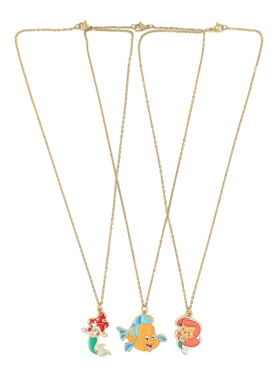 El Regalo 3 PCS Kids Girls Necklace Set with Mermaid Fish Tail Princess & Fish Charms Gifts Jewelry for Best Friends
