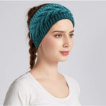 El Regalo Knitted Winter Twist Warm Wool Headband with Buttons for Face Mask Cover for Unisex (Sea Green)