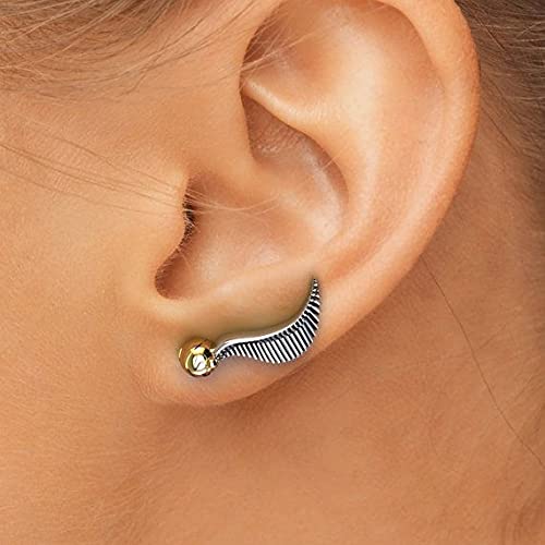 El Regalo Cute Golden Ball Angel Wings Stud Earrings for Girls & Women | Elegant Dual Tone Stud Earrings for Girls & Women
