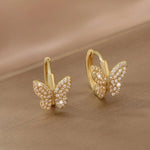 El Regalo Cubic Zirconia Butterfly Huggie Hoop Earrings - 14K Gold Plated Small Hoops for Girls, Teens & Women | Hypoallergenic Tiny Butterfly Earrings