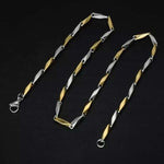 El Regalo Elegant Dual Tone Stainless Steel Unisex Rice Chain for Men & Women- Gold Silver Tone - Italian Dual Tone Rice Anti Tarnish/Waterproof Chain