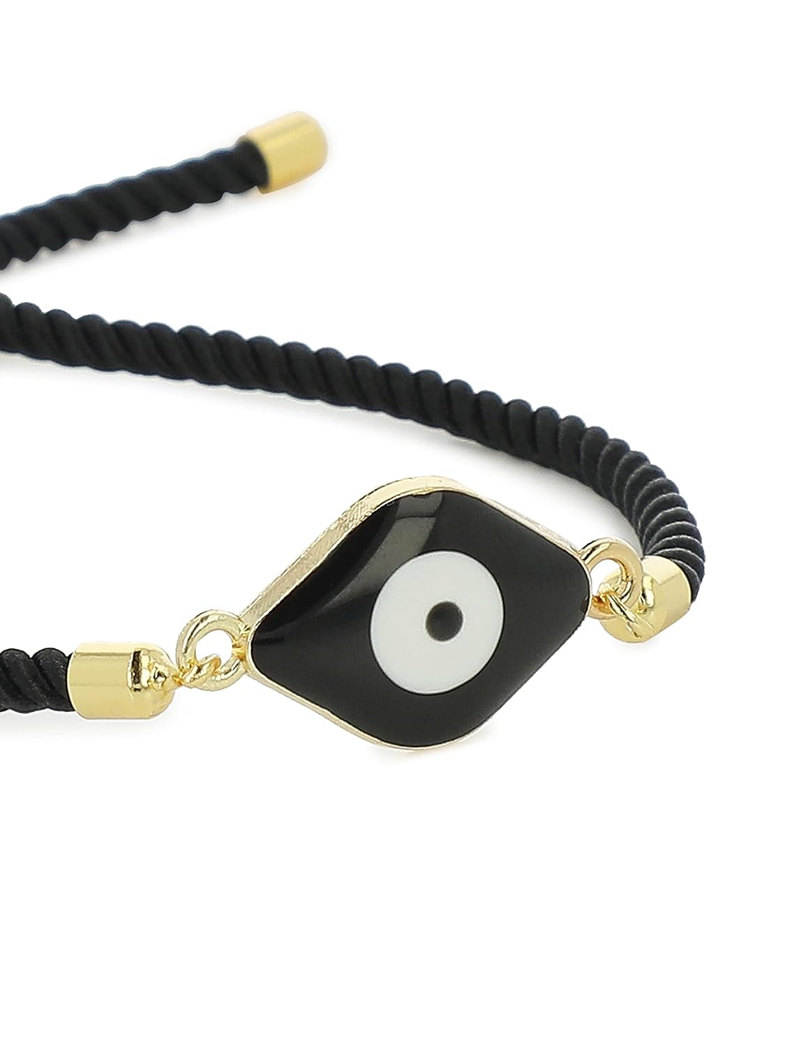 El Regalo Evil Eye Unisex Bracelet- Fancy Evil Eye Enameled Gold Plated Rope Adjustable Bracelet for Kids/Girls/Boys/Men/Women (Black Evil Eye)