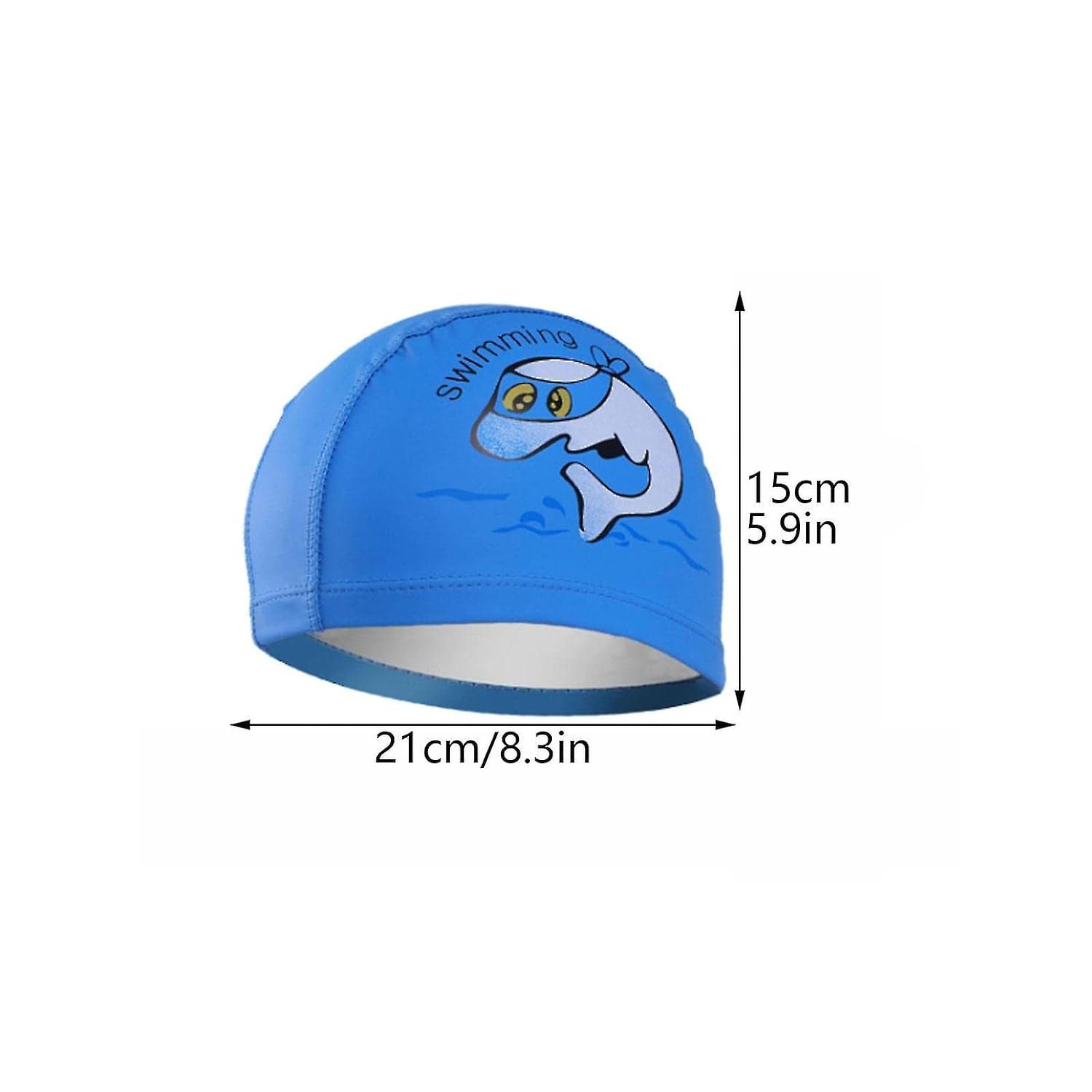 El Regalo Waterproof Swim Cap for Kids Boys Girls, Cute Cartoon PU/Silicone No-Slip Swimming Bathing Cap for Children Long Short Hair, Non-Toxic,Flexible Swim Caps Hat (Fish Blue)