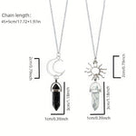 El Regalo Unisex Adult 4Pcs/Set Valentines Day Special- Love Friendship Magnet Heart Bullet Stones Necklace & Bracelet Set For Couples/Best Friends/Besties (Black & White)