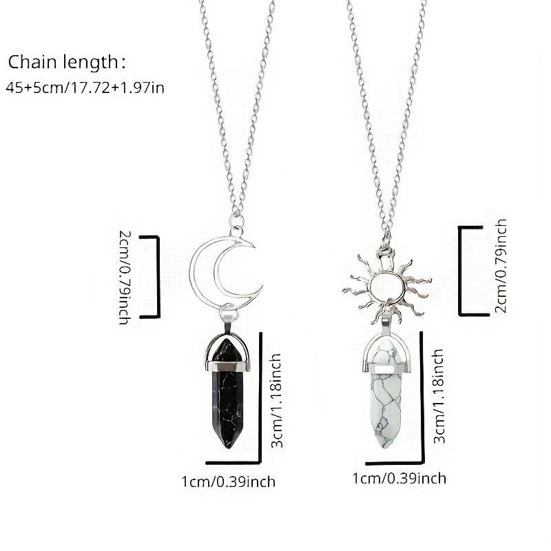 El Regalo Unisex Adult 4Pcs/Set Valentines Day Special- Love Friendship Magnet Heart Bullet Stones Necklace & Bracelet Set For Couples/Best Friends/Besties (Black & White)