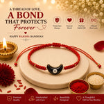 El Regalo Evil Eye Bracelet Rakhi for Brother with Roli Chawal in Gift Box (Red with Blue Evil Eye)