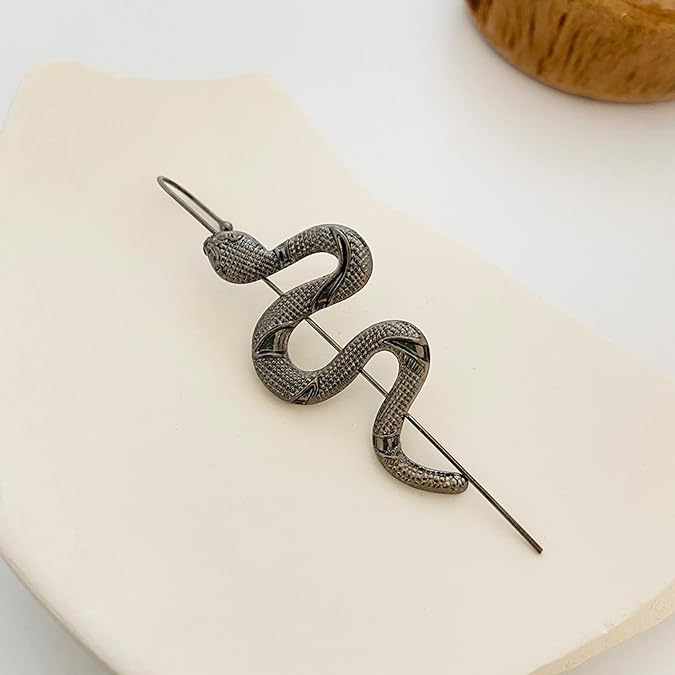 El Regalo Women's Snake Crawler Pin Earrings - Fancy Ear Hook Clip Punk | Boho Ear Crawler With Snake Design (Black)