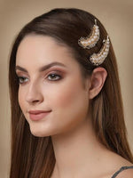 El Regalo 2PCs Pearl Feather Fancy Hair Clips - Golden Wing Feather Alligator Clips for Girs & Women- Bridal/Wedding Party Hair Accessories