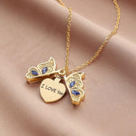 El Regalo "I Love You" Hidden Message Butterfly Openable Pendant Necklace for Girls & Women - Gift for Best Friends/Besties- Valentines Day Gift (Golden)