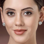 El Regalo Elegant French-Style Luxury Full Diamond Zircon Pearl Shell-shaped Ear Hoops Clips for Women & Girls- Full Paved Cubic Zirconia Shell Earrings (Silver)