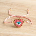 El Regalo Evil Eye Miyuki Seed Beads Rakhi | Handmade 100% Authentic Japanese Miyuki Seed Beads Rakhi with shagun, Rakhi Card in Gift Box (Pink Heart Evil Eye)