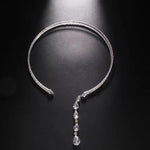 El Regalo Rhinestone Front Open Choker Necklace for Women & Girls - Double Circle Fashion Choker with Long Tassel - Luxury Adjustable AD Statement Necklace for Parties & Events