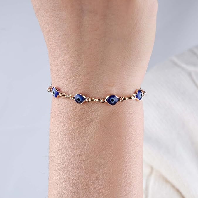 El Regalo Evil Eye Rakhi for Brother/Bhai with Roli Chawal, Rakhi Message Card in Rakhi Gift Box (Golden Blue)