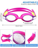 El Regalo Kids Swim Goggles Clear Wide Vision Swimming Goggles Anti Fog Kids Pool Goggles Silicone Frame Children Goggles (upto 9 years old kids) (Magenta)