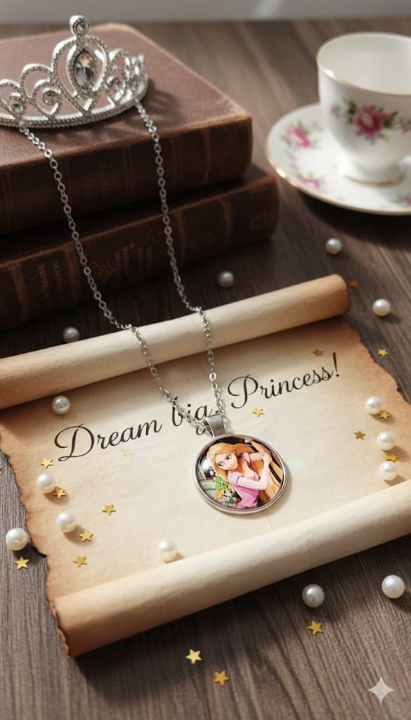 El Regalo Enchanted Tales Princess Pendant Necklace for Girls & Toddlers - Magical Character Jewelry for Birthdays, Parties & Gifting (Style-16)