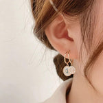 El Regalo Shell Zircon Dual Disk Golden Dangling Drop Stud Earrings for Women - Fashion Forward, Elegant, and Versatile Jewelry
