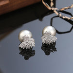 El Regalo Premium Luxury 2-Way Front Back Swan Pearl Earrings for Women and Girls | Sparkling CZ Studded Ear Jackets Convertible Western Studs | Elegant Wedding, Party & Daily Fashion Jewelry Gift