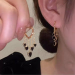 El Regalo Love Hearts Tassel Hoop Earrings for Women/Girls- Heart Huggie Hoop Chains Earrings (Gold)