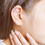El Regalo 2 PCs Clip-On Non Pirecing Cuff Earrings for Girls & Women- CZ Crystal Ear Cuff Wrap Cartilage Clip Earrings Elegant No Piercing Ear Cuff Clip (Silver)