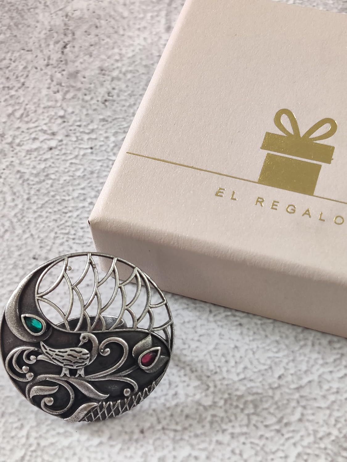 El Regalo Vintage Filigree Peacock Adjustable Finger Ring For Girls/Women - Oxidized Metal