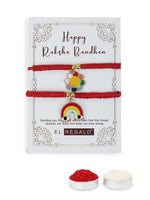 El Regalo Quirky 2PC Sports Rakhi for Kids | 2 Sport Balls Rakhis Combo Set for Brother/Niece/Nephew- Rakhi for Sports Lovers Bhai with Roli-Chawal, Message Card in Rakhi Gift Box (Option-8)