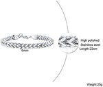 El Regalo Men Bracelets- 6mm Wide Curb Chain Bracelet for Men Women Stainless Steel | Men Jewelry- Gift for Him (Silver)