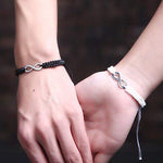 El Regalo Unisex 2 Pcs Adjustable Infinity Couple Braided Handcrafted Bracelet/Friendship- Couple Valentines Day Jewelry (1 Black & 1 White)