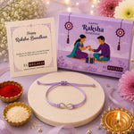 El Regalo 1PC Minimalist Infinity Rakhi for Brother- Simple Infinity Rakhi with Roli Chawal, Rakhi Message Card in Rakhi Gift box for Brother (Purple)