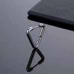 El Regalo Waterproof Men's Women's Punk Stainless Steel Triangle Shape Design Hoop Earrings - Geometry Triangle Huggie Hoop Earrings, Minimalist Punk Rock Style (Silver)