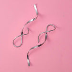 El Regalo Western Spiral Twisted Threader Earrings for Girls & Women- Stainless Steel/Anti-Tarnish Drop Dangle Handmade Twisted Linear Curved Minimal Everyday Earrings (Silver)