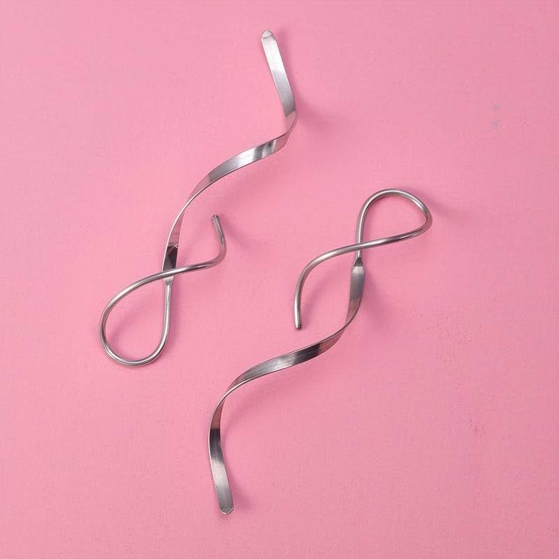 El Regalo Western Spiral Twisted Threader Earrings for Girls & Women- Stainless Steel/Anti-Tarnish Drop Dangle Handmade Twisted Linear Curved Minimal Everyday Earrings (Silver)