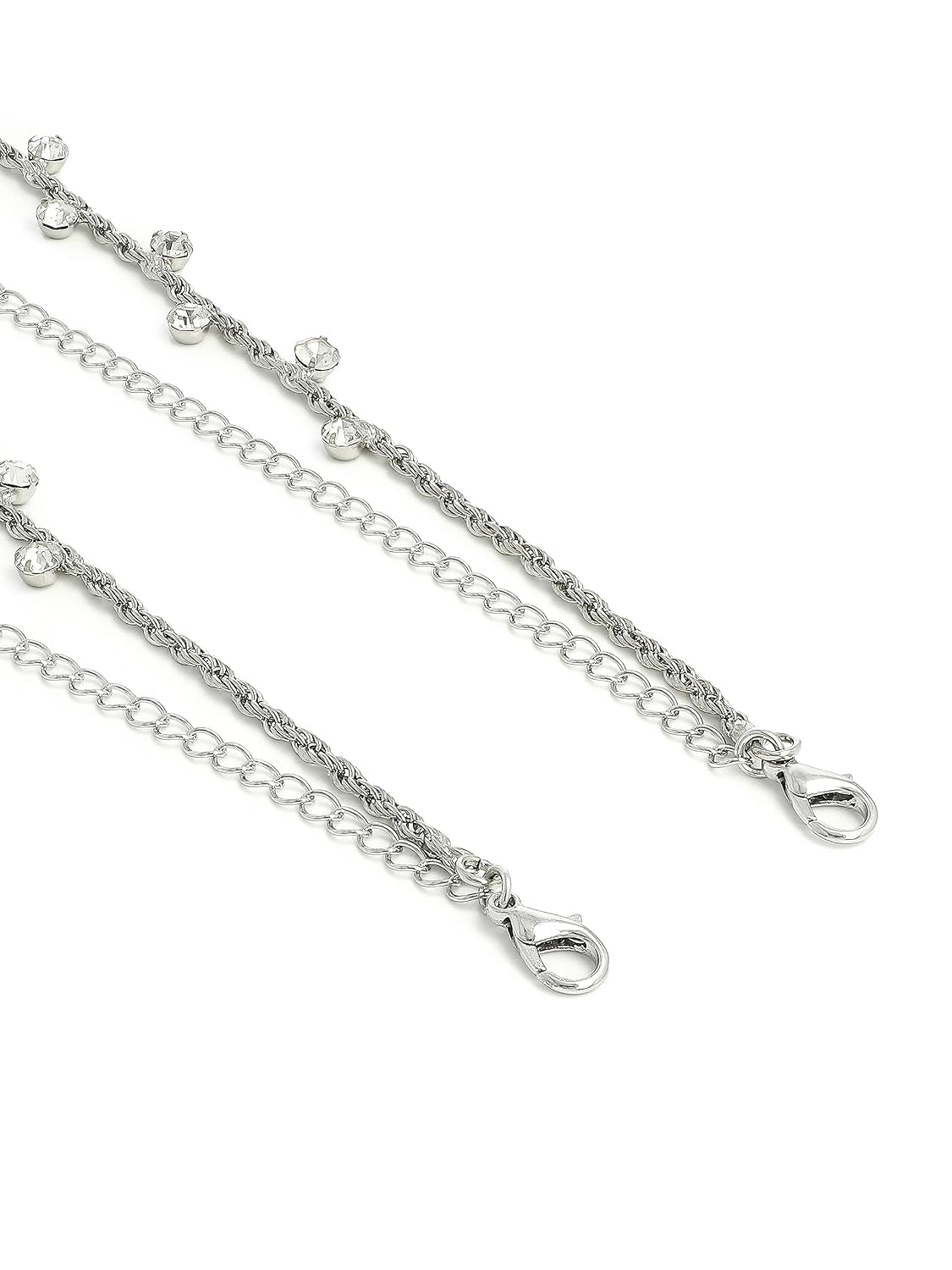 El Regalo 1 Pair Fancy Crystal Stones Bra Shoulder Straps- Beauty Back Shoulder Strap Bra Adjustable Shoulder Strap for Wedding/Party Gowns (Silver)