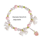 El Regalo Women's 1Pc Beautiful Lily Of The Valley Flower Tassel Beads Bracelet- Pink, Green & White Lilly Bells Pearl Vintage Bracelet