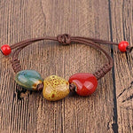 El Regalo Love Heart Ceramic Bracelet, Flower-Glazed Beaded Bracelet for Girls & Women - Adjustable Hearts Bracelet
