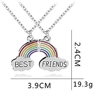 El Regalo Unisex Rainbow 2 PCs Best Friend Pendant Necklace for Besties | Gift for Friends/Siblings/Couples