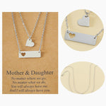 El Regalo Women & Girls 2PCs Stainless Steel Cut Out Heart Charm Mother & Daughter Clavicle Necklace- Hollow Heart Matching Necklaces Set for Mom & Daughter- Symbol of Eternal Bond