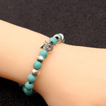 El Regalo 8mm Turquoise Beads Owl Braided Rope Unisex Bracelet for Girls/Boys/Men/Women Bohemian Jewelry Gift