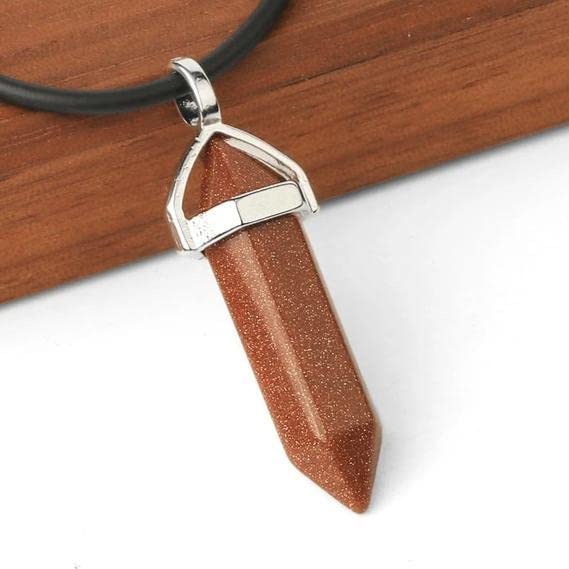 El Regalo 1 PC Hexagonal 6 Faces Healing Crystal Unisex Necklaces for Men/Women/Girls/Boys- Healing Stone Pendant Jewelry (Synthetic Gold Sandstone)
