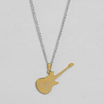 El Regalo 1PC Guitar Pendant Necklace-Stainless Steel Rock Electric Guitar Unisex Pendant Necklace for Girls/Boys/Men/Women- Hip Hop Music Necklace Jewellry for Music Lovers (Golden)