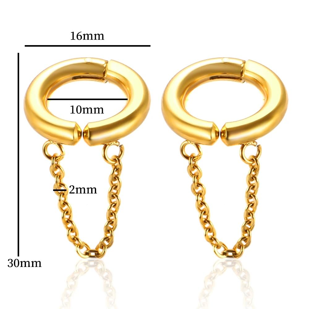 El Regalo Chain Hoop Ear Cuffs- Non Piercing Cartilage Earring- Trendy Cuff Wrap Clip on Earrings for Girls Women (Style-1)