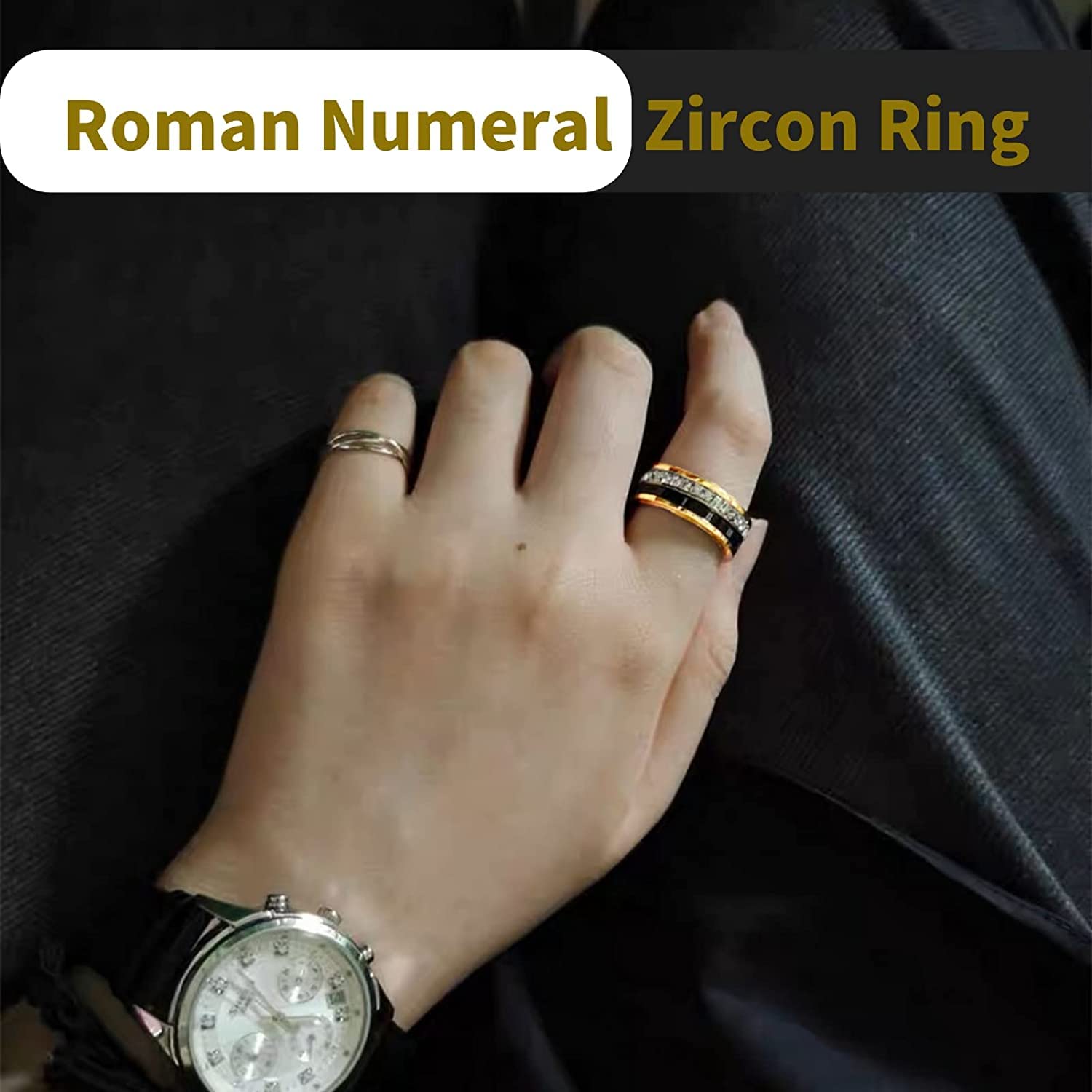 El Regalo Stainless Steel Roman Neumeral Spinner Ring for Men/Women - Fidget Spinner Anxiety Relief Anti Tarnish Rotating Ring in Rose Gold For Men Women (10)